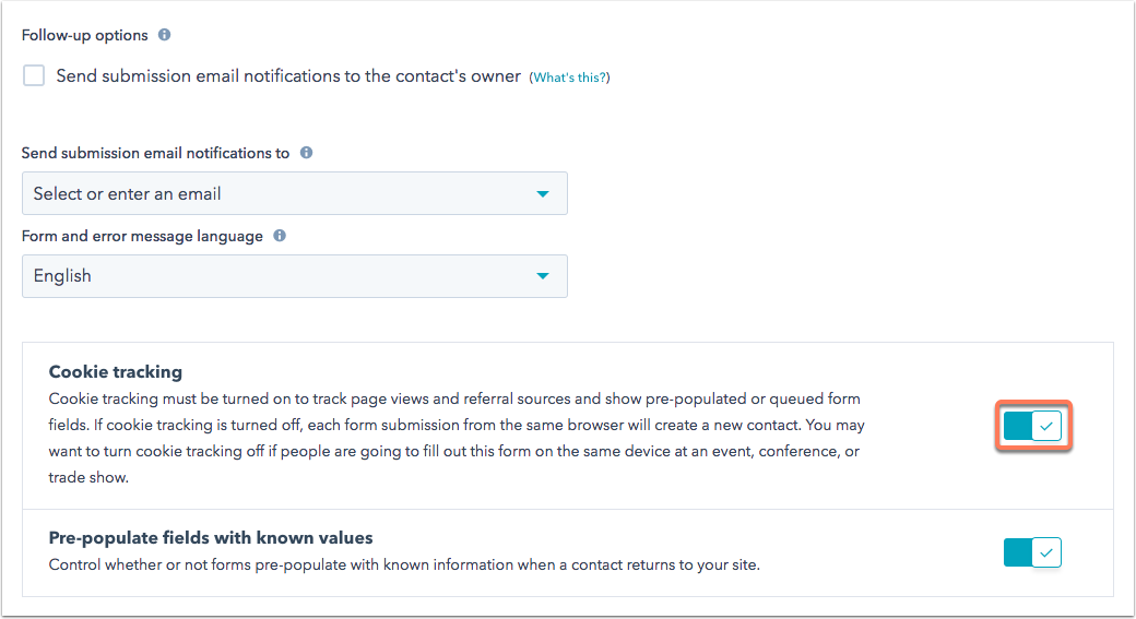 disable cookie tracking